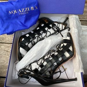 Aquazzura Amazon 105 Leather Strap Sandals 37.5EU